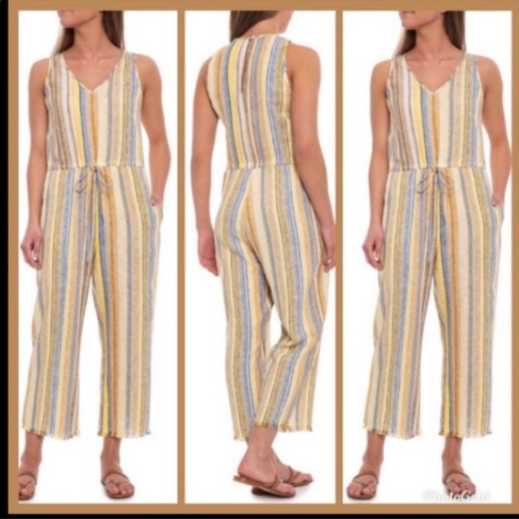 Nwt, Anthropologie Drew Brown Combo Linen Romper